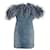 Saint Laurent Feather Trim Mini Dress in Blue Cotton Denim  ref.879004