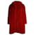 Sandro Dicker langer Mantel aus rotem Kunstpelz-Polyester  ref.879036