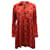 Sandro Paris Long Sleeve Mini Shift Dress in Red Print Silk  ref.879037