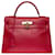 Hermès sac à main kelly 32 retourné bandoulière en cuir courchevel rouge-101148  ref.881206