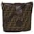 FENDI Zucca Canvas Shoulder Bag Black Brown Auth rd4675  ref.881567