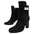 Hermès HERMES PLAYER BOOTS SHOES 40.5 GOAT VELVET BUCKLE KELLY BOOTS Black Goatskin  ref.881646