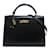 Hermès Box Calf Kelly 32 Black Leather Pony-style calfskin  ref.882245