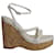 Jimmy Choo Diosa Wedge Sandals 130 in white leather  ref.882439