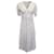 Diane Von Furstenberg Robe mi-longue imprimée à col en V en viscose blanche Fibre de cellulose  ref.882446