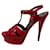 Red Tribute high heeled sandals, SAINT LAURENT Leather  ref.882590
