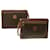 Céline CELINE Macadam Canvas Clutch Bag PVC Leather 2Set Brown Auth fm2235  ref.882600