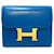 Hermès Portefeuille compact Hermes Constance bleu Cuir Veau façon poulain  ref.886022