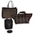 FENDI Zucchino Canvas Pecan Canvas Hand Bag 3Set Black Brown Auth fm2236  ref.887889