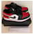 Nike Air Jordan 1 Niedriger „Bred Toe“ Schwarz Weiß Rot Leder  ref.888224