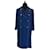 Manteau Long Bleu Boutique Chanel Vintage Soie Cachemire Laine  ref.888971