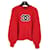 Chanel Ikonischer Pullover mit Teddy-Logo Rot Wolle  ref.888992