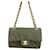 vintage 1990Petit sac à rabat en laine à rabat doublé Chanel vert Cuir Vert foncé Bijouterie dorée  ref.890231