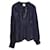CHANEL Navy Blue Cotton Waist 2 Cc Logo Buttons Blouse Top Dark blue  ref.894470