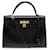 Hermès SAC A MAIN HERMES KELLY 32 SELLIER EN CUIR BOX NOIR BANDOULIERE HAND BAG PURSE  ref.894478