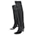 NEW CHANEL LOGO RUNWAY OVER THE KNEE G BOOTS28185 37 LEATHER SHOES BOOTS Black  ref.894579