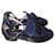 Chanel Ankle Strap Blue Leather Open Toe Flat Size 40C US 10 UK 7 AU 9 Black  ref.894869