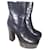 Saint Laurent Candy Black Leather Platform Ankle Heel Boot 37.5 US 7.5 UK 4.5  ref.894871