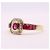Autre Marque Octagonal ruby and diamond ring in yellow gold 18 carats Red Gold hardware - view 6