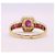 Autre Marque Octagonal ruby and diamond ring in yellow gold 18 carats Red Gold hardware - view 8