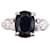 Autre Marque Bague style Art déco saphir épaulé de diamants or blanc 18 carats Bijouterie argentée  ref.897788