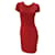 Vestido rojo manga corta CHANEL Roja Algodón  ref.897823