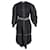 Ulla Johnson Maria Vestido midi com cinto e pesponto em algodão preto  ref.897948