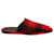 Pantuflas de franela de cuadros escoceses bordados con logotipo de Balenciaga en lana roja  ref.898053