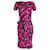 Diane Von Furstenberg Vestido Midi Lábios Rosa em Seda Estampada Preta  ref.898121
