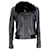 Balenciaga Bikerjacke mit Pelzkragen aus schwarzem Leder  ref.898162