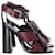 Bottega Veneta Fringe Buckle T-strap Block Heel Sandals in Maroon Leather Brown Red  ref.898275