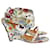 Sandálias Gucci com tira no tornozelo em cetim estampado floral Impressão em python  ref.898495