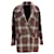 Pinko Double-Breasted Check Coat in Brown Polyester  ref.898698