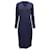 Vestido midi de manga larga con cuello en V de Theory en triacetato azul marino Sintético  ref.898699