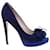 Zapatos de tacón peep-toe con borlas en ante azul de Miu Miu Suecia  ref.898800
