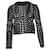 Diane Von Furstenberg Geometic Pattern Leather Trim Jacket in Black Wool   ref.898842