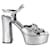 Saint Laurent Candy Platform Sandals in Silver Leather Silvery Metallic  ref.899099