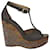 Jimmy Choo Floral Embroidered Cork Wedge Ankle Strap Sandals in Grey Leather  ref.899845
