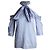 Erdem Elin Top a righe con collo allacciato e spalle scoperte in seta azzurra Blu Blu chiaro
