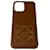Coque de téléphone de marque Loewe pour iPhone 12 Pro Max en cuir de veau Cuir Veau façon poulain Marron  ref.900351