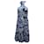 Vestido a media pierna con cuello halter en seda azul floral de Tory Burch  ref.900385