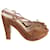 Emporio Armani Peep Toe Platform Heels in Brown Suede  ref.901741