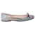 Prada Sequined Ballet Flats with Bow in Silver Leather Silvery  ref.901948