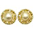 NEW VINTAGE EARRINGS CHANEL 1970 ROUND GOLD METAL PEARL EARRINGS Golden  ref.902338