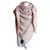 Gucci-GG-Stola-Schal Pink Weiß Seide Wolle  ref.903158