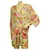 Blumarine Floral 100% Túnica de seda com contas Kaftan transparente Tamanho do vestido 42 Multicor  ref.903253