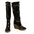 Celine Daoust Céline Celine Schwarzes Lackleder Beige Crepe Wedge Plateaustiefel Schuhe Gr 37