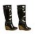Celine Daoust Céline Celine Schwarzes Lackleder Beige Crepe Wedge Plateaustiefel Schuhe Gr 37 - Ansicht 4