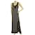 Autre Marque Gold Hawk Black White Stars Lace Sleeveless 100% Silk Maxi Long Dress size M  ref.903886