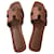 Hermès HERMES Sandals Oran Brown Leather  ref.905413